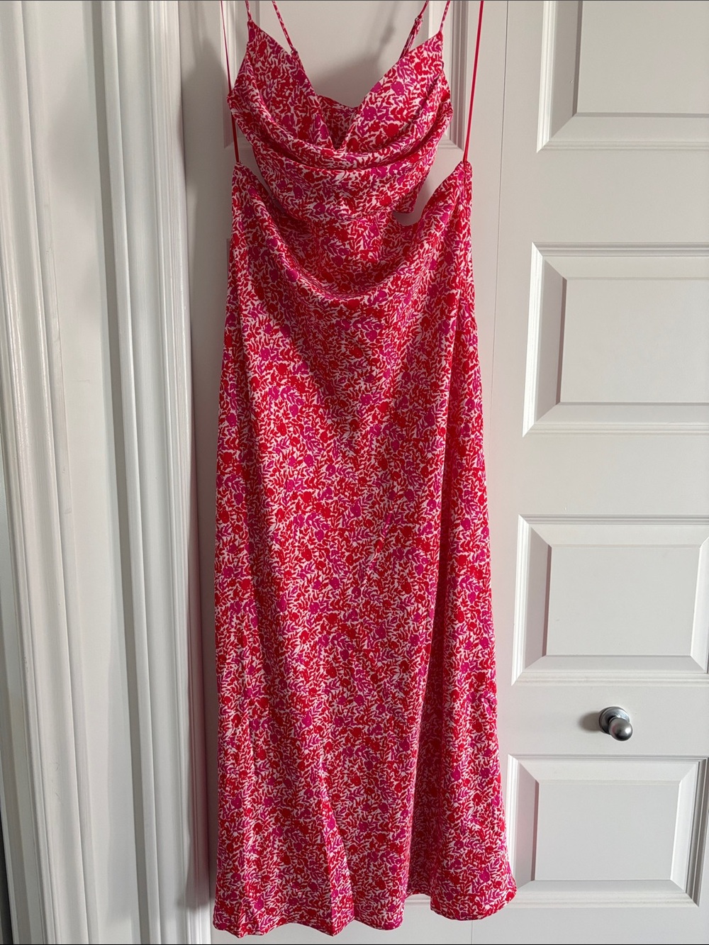 Astr Pink & White Slip Midi Dress